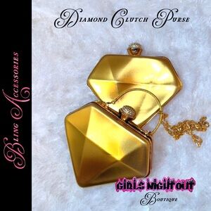 Gold Geometric Hardcase Evening Clutch